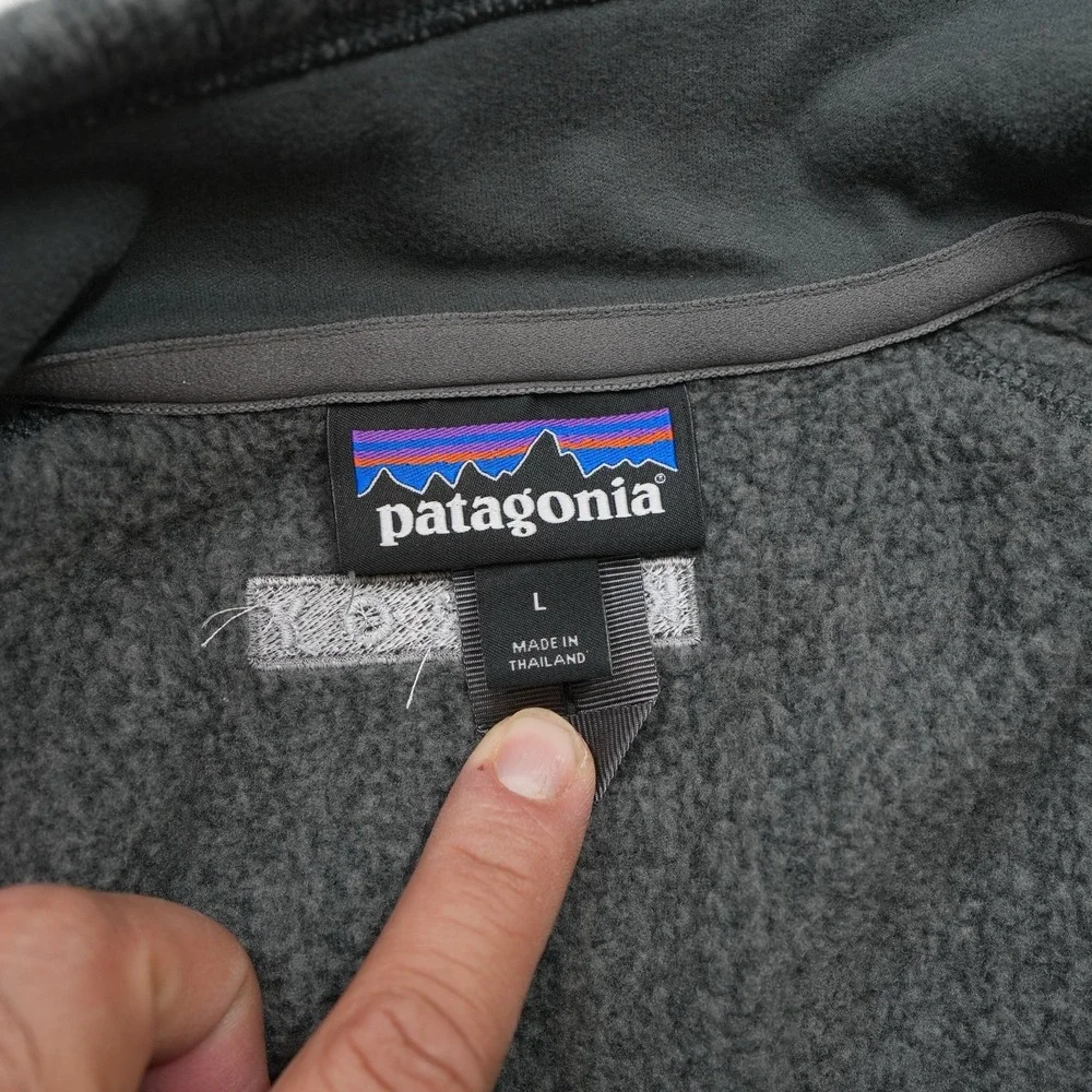 Patagonia Better Sweater rib knit 1/4 zip Gray Fleece Mens Sz Large Embroidered‎